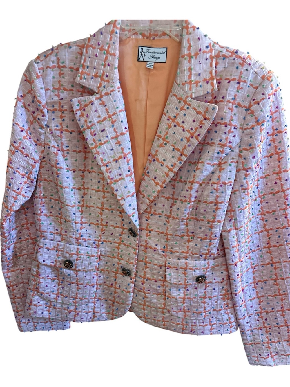 Fashionable Tweed Blazer in Pastel Pink by Romantic Threads